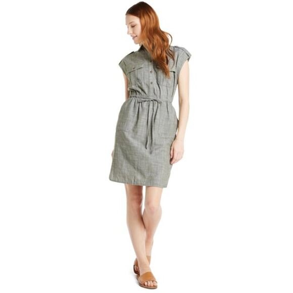 Women's Short Sleeve Utility Shirt Dress - Picture 1 of 4